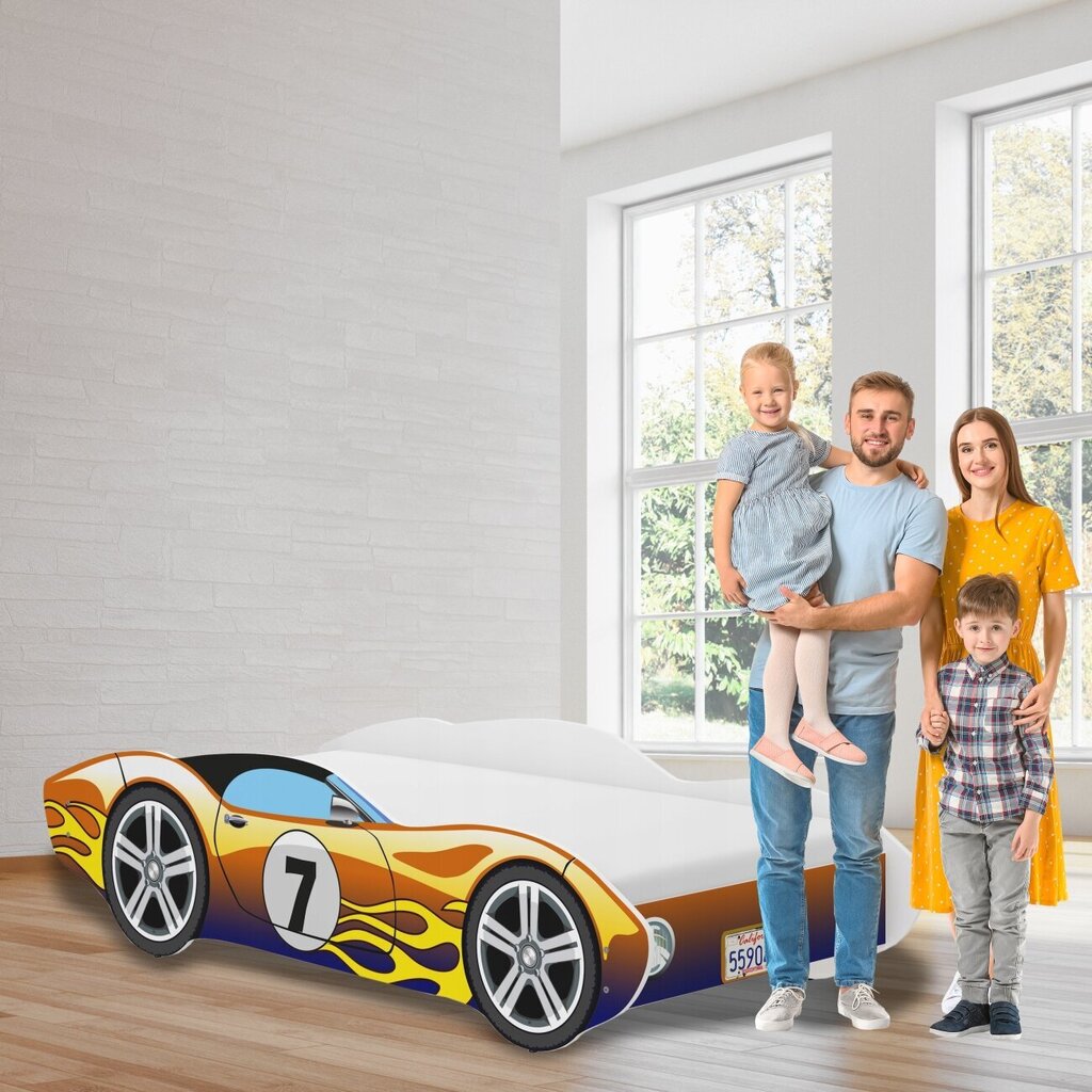 Laste voodi 140x70 cm, iGLOBAL, Auto Car Bed, Corvetta + madrats, kameeleon цена и информация | Lastevoodid | kaup24.ee