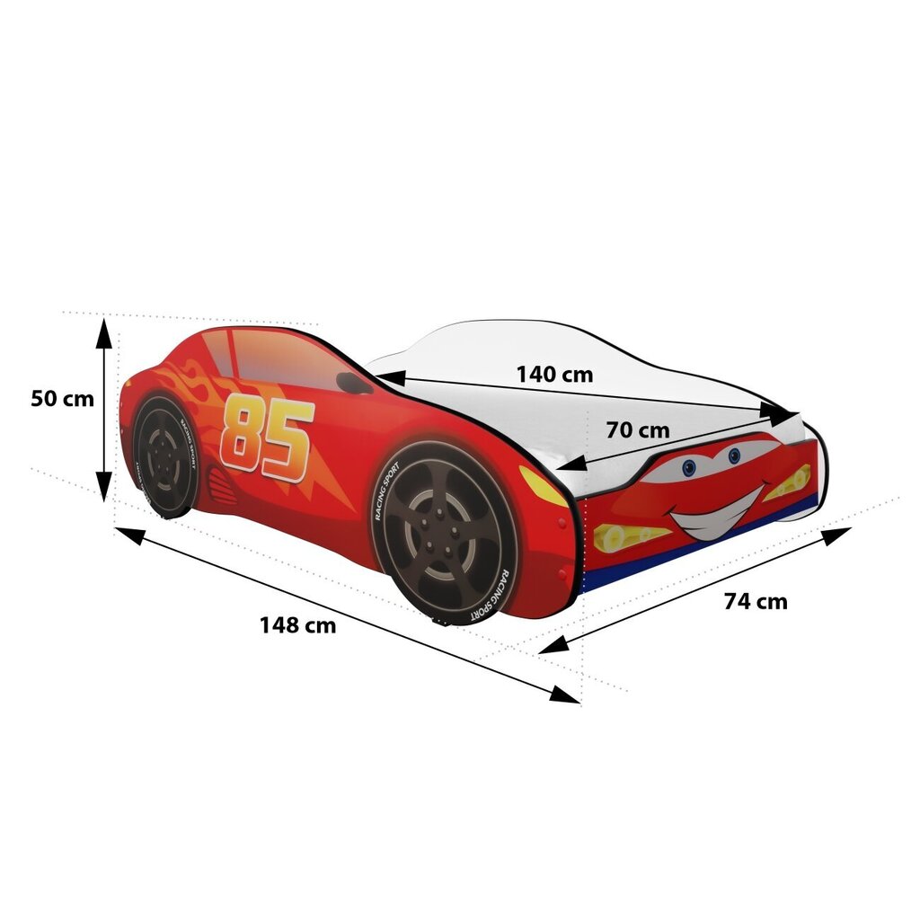 Laste voodiauto iGlobal ZigZak, 140x70 cm + madrats, sinine hind ja info | Lastevoodid | kaup24.ee