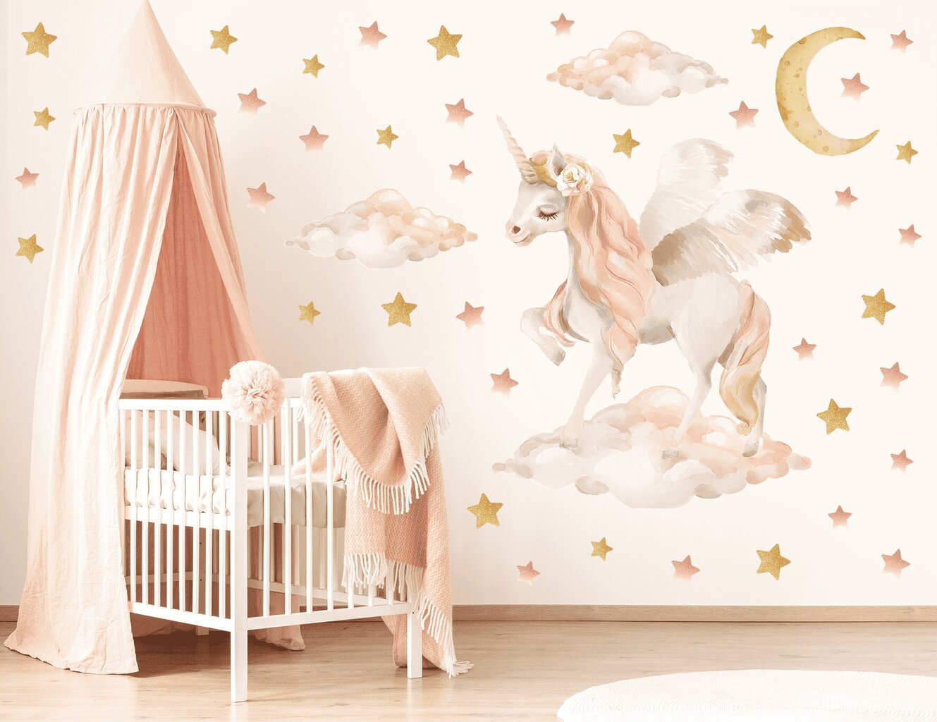 Seinakleebised lastele ükssarvik pegasus star moon XL hind ja info | Eritellimusel valmistatud seina- ja aknakiled | kaup24.ee