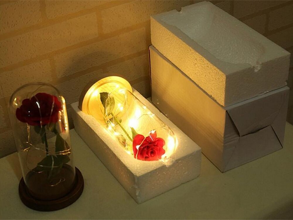 LED valgustusega igavene roos, punane hind ja info | Uinuvad roosid, taimed | kaup24.ee
