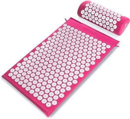 Акупрессурный массажный коврик с подушкой MM-001 розовый цена и информация | Аксессуары для массажа | kaup24.ee