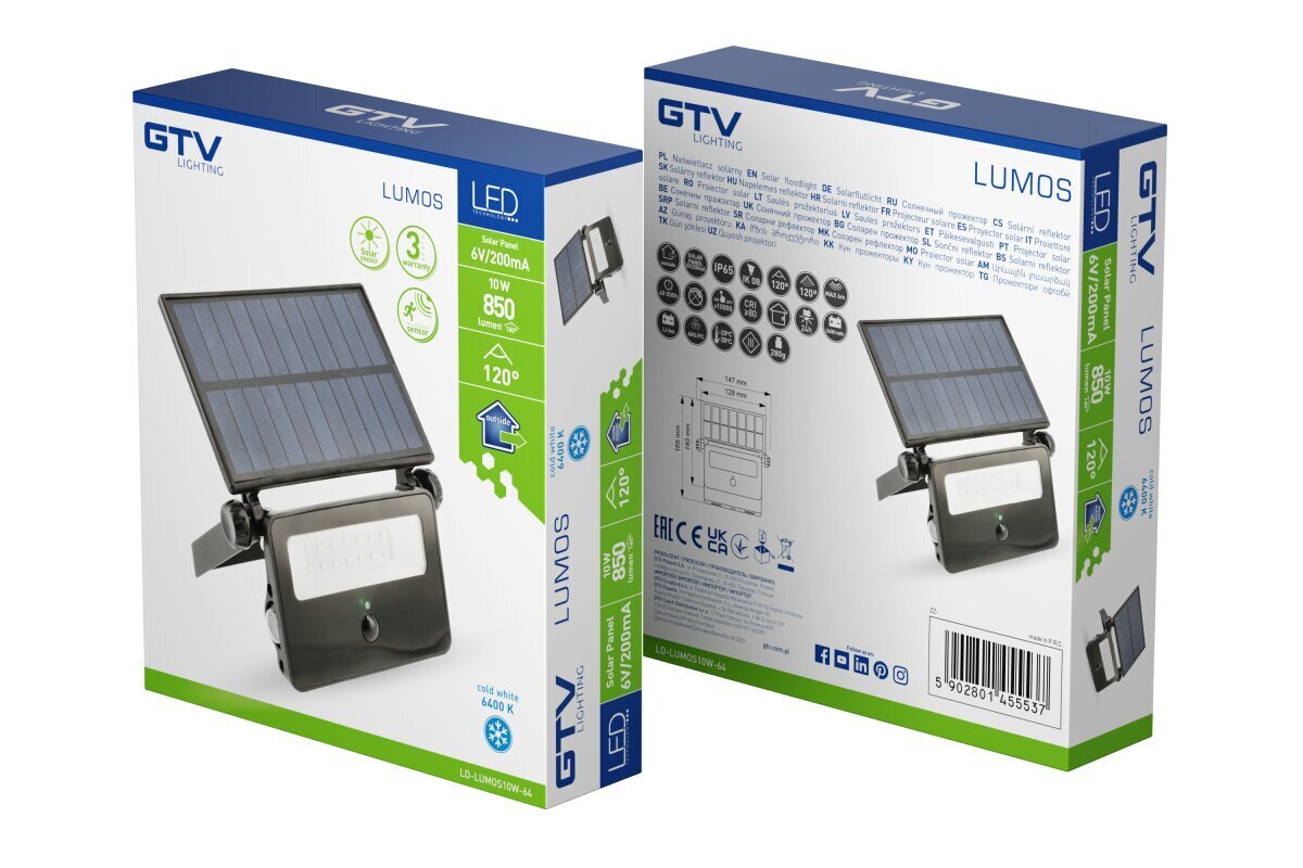 Välis-LED lamp Lumos, 10W, IP20, must, GTV hind ja info | Taskulambid, prožektorid | kaup24.ee