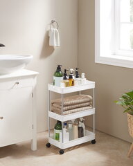 Шкаф на колесиках, белый цена и информация | Шкафчики для ванной | kaup24.ee