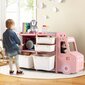 Veoautokujuline mänguasjariiul sahtlite ja hoiukastidega Costway, 110 x 32 x 66 cm, roosa hind ja info | Lastetoa öökapid | kaup24.ee
