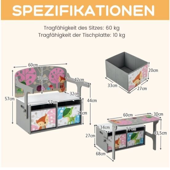 3 ühes laste laua ja tooli komplekt Costway hind ja info | Laste lauad ja toolid | kaup24.ee