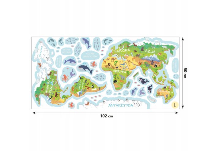 Seinakleebis Maailmakaart, 100x50cm цена и информация | Seinakleebised | kaup24.ee