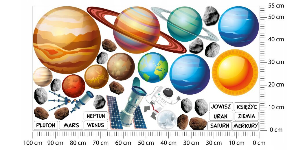 Seinakleebis Planeedid, 100x50cm hind ja info | Seinakleebised | kaup24.ee