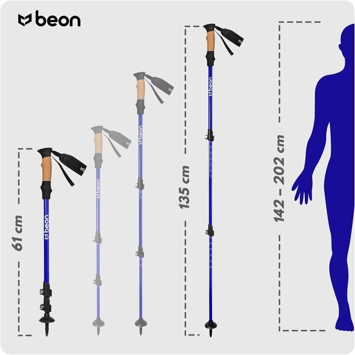 Jalutuskepid Beon Pro Sinine 61-135 cm hind ja info | Käimiskepid | kaup24.ee