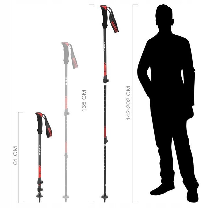 Nordic walking kepid Rapeks 61-135 cm цена и информация | Käimiskepid | kaup24.ee