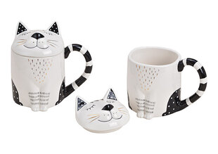 Кружка кот с крышкой из керамики белого, черного, цена и информация | Оригинальные кружки | kaup24.ee