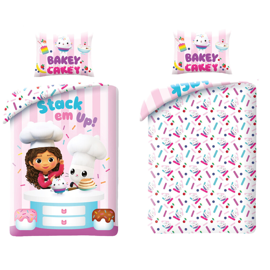 Voodipesukomplekt lastele Gabby's Dollhouse - Bakey Cakey hind ja info | Beebide ja laste voodipesu | kaup24.ee