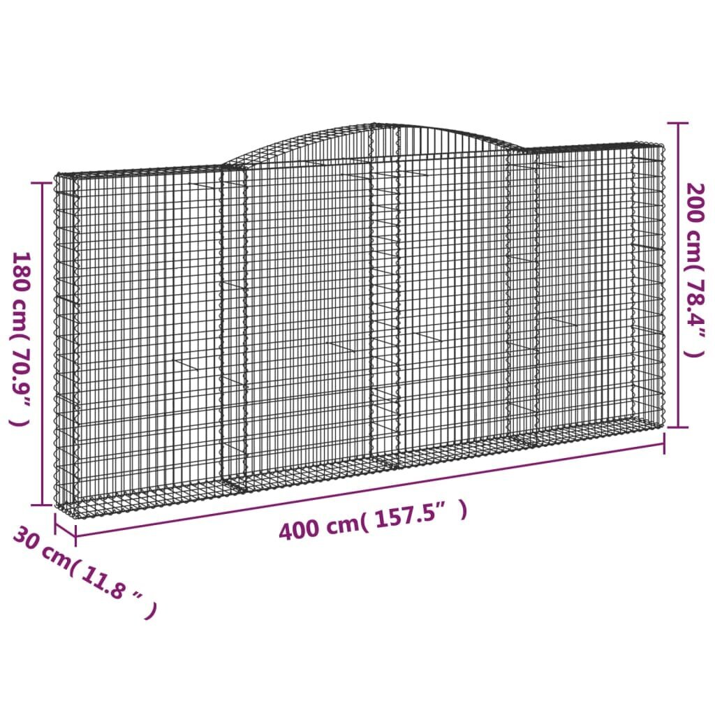 vidaXL kaarekujulised gabioonkorvid 10 tk, 400x30x180/200 cm, raud цена и информация | Aiad ja tarvikud | kaup24.ee