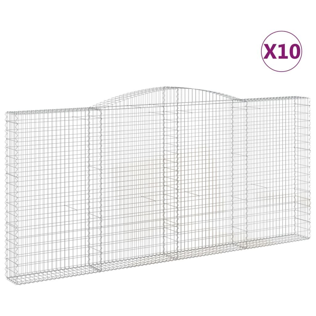 vidaXL kaarekujulised gabioonkorvid 10 tk, 400x30x180/200 cm, raud цена и информация | Aiad ja tarvikud | kaup24.ee