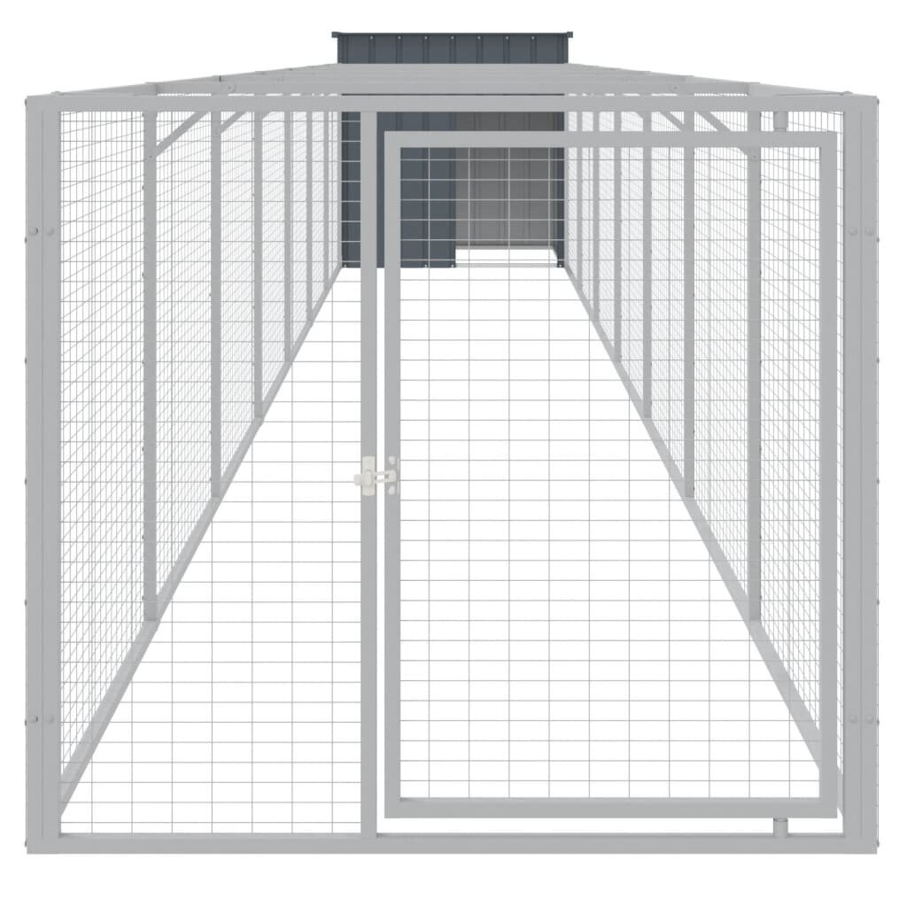 vidaXL koerakuut aedikuga, antratsiithall, 110x813x110 cm, teras цена и информация | Pesad, kuudid | kaup24.ee