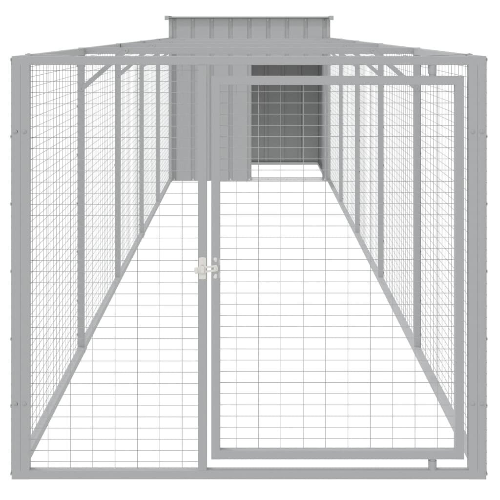 vidaXL koerakuut aedikuga, helehall, 110x609x110 cm, teras цена и информация | Pesad, kuudid | kaup24.ee