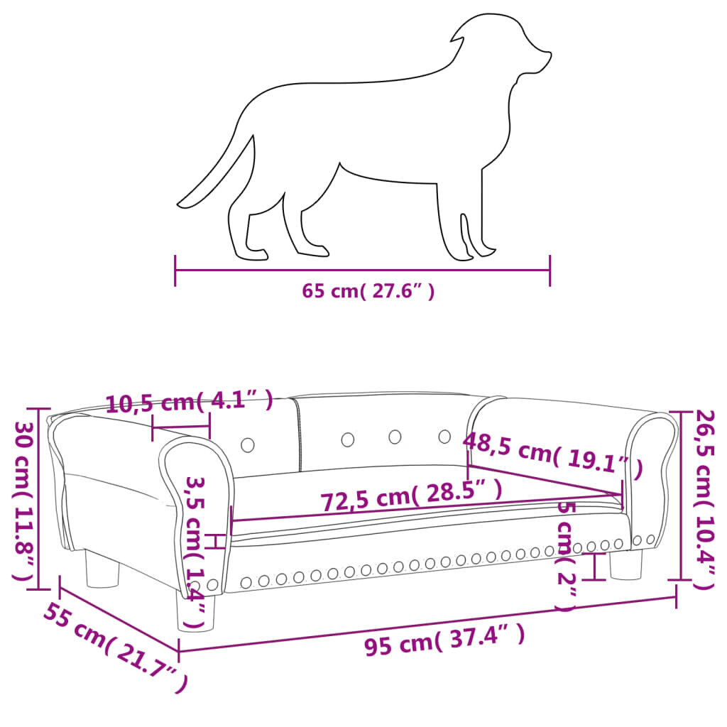 vidaXL koeravoodi, roosa, 95 x 55 x 30 cm, samet hind ja info | Pesad, padjad | kaup24.ee