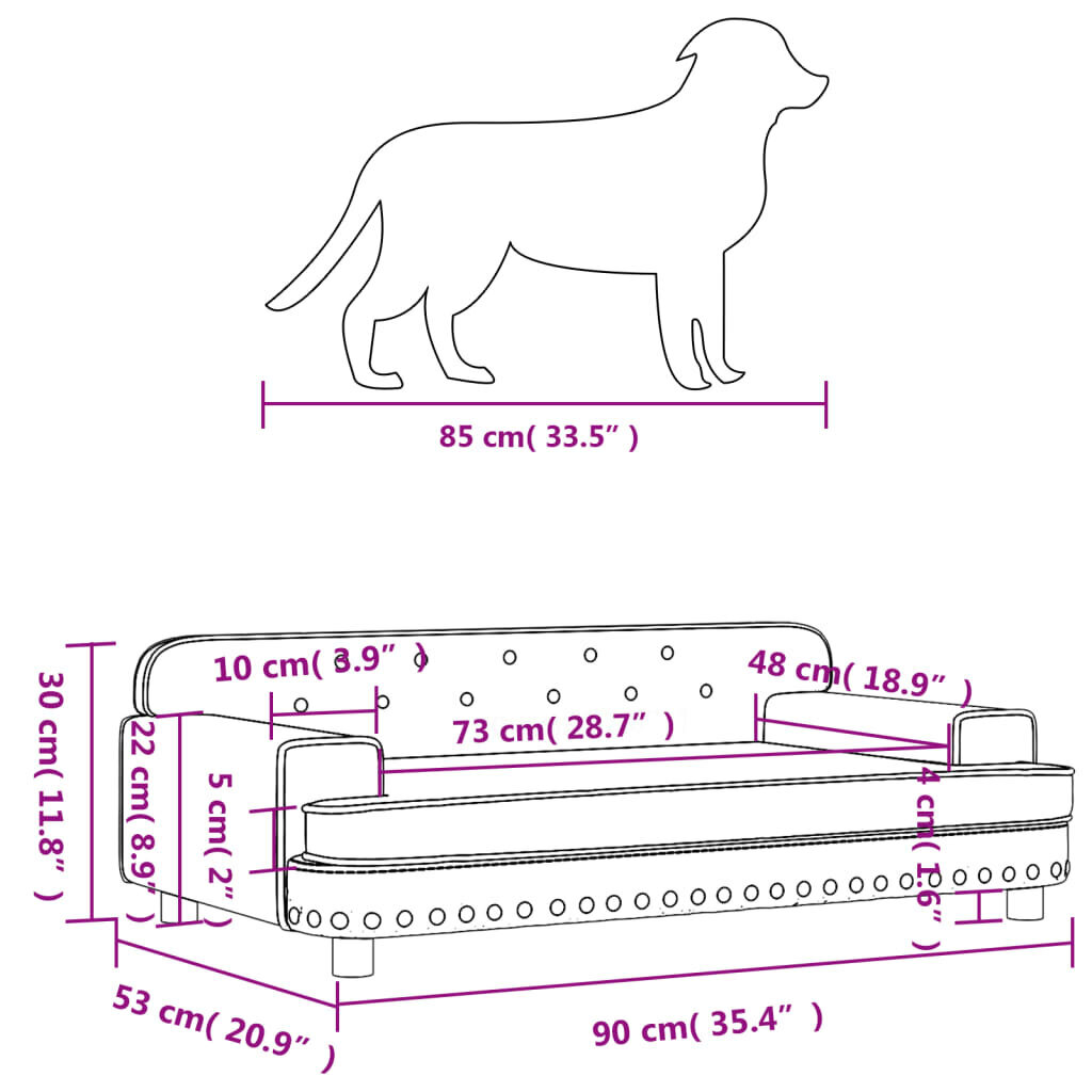 vidaXL päevavoodi, sinine, 90 x 53 x 30 cm, samet hind ja info | Pesad, kuudid | kaup24.ee