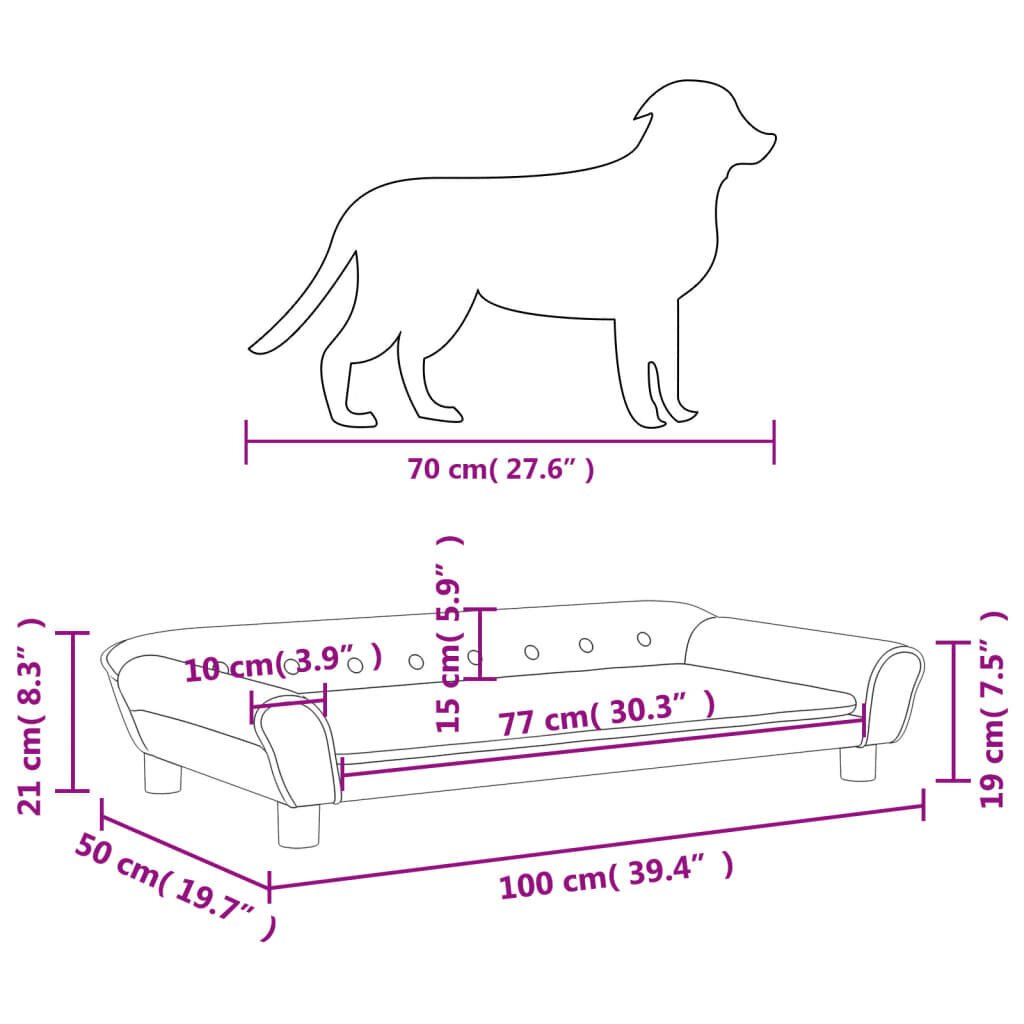 vidaXL koeravoodi, tumehall, 100 x 50 x 21 cm, samet hind ja info | Pesad, kuudid | kaup24.ee