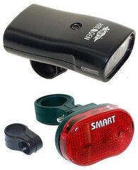 Комплект освещения на велосипед Smart, чёрный цена и информация | Велосипедные фонари, отражатели | kaup24.ee