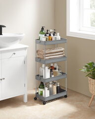 Шкаф на колесиках с полками, серый цена и информация | Шкафчики для ванной | kaup24.ee