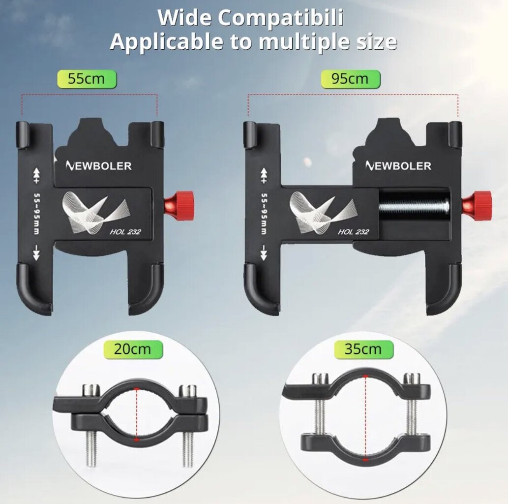 Universaalne telefonihoidik jalgrattale, mootorrattale, tõukerattale цена и информация | Mobiiltelefonide hoidjad | kaup24.ee