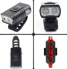 Комплект перезаряжаемого светодиодного освещения для велосипеда, передний и задний цена и информация | Велосипедные фонари, отражатели | kaup24.ee