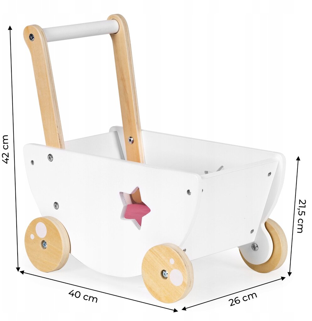 Puidust nukukäru, jalutuskäru 2in1 Ecotoys hind ja info | Imikute mänguasjad | kaup24.ee