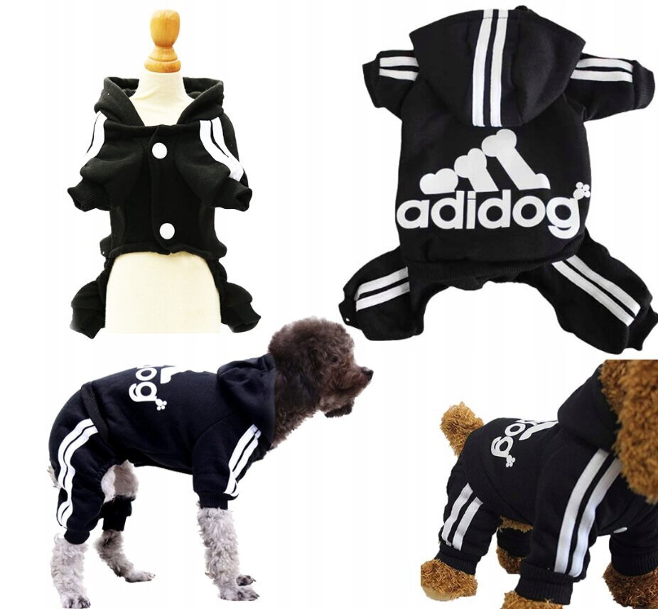 Ülikond koertele Adidog, erinevad suurused, must/valge цена и информация | Riided koertele | kaup24.ee