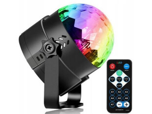 Värviline muusikalamp - puldiga projektor, diskopall, 230V, 3W,⌀ 9 cm, RGB hind ja info | Peokaunistused | kaup24.ee
