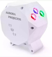 Светодиодный проектор AURORA. Звездное небо, галактики, космическая проекция, пульт ДУ, 360°, 12В, белый, 15 х 15 х 9 см цена и информация | Праздничные декорации | kaup24.ee