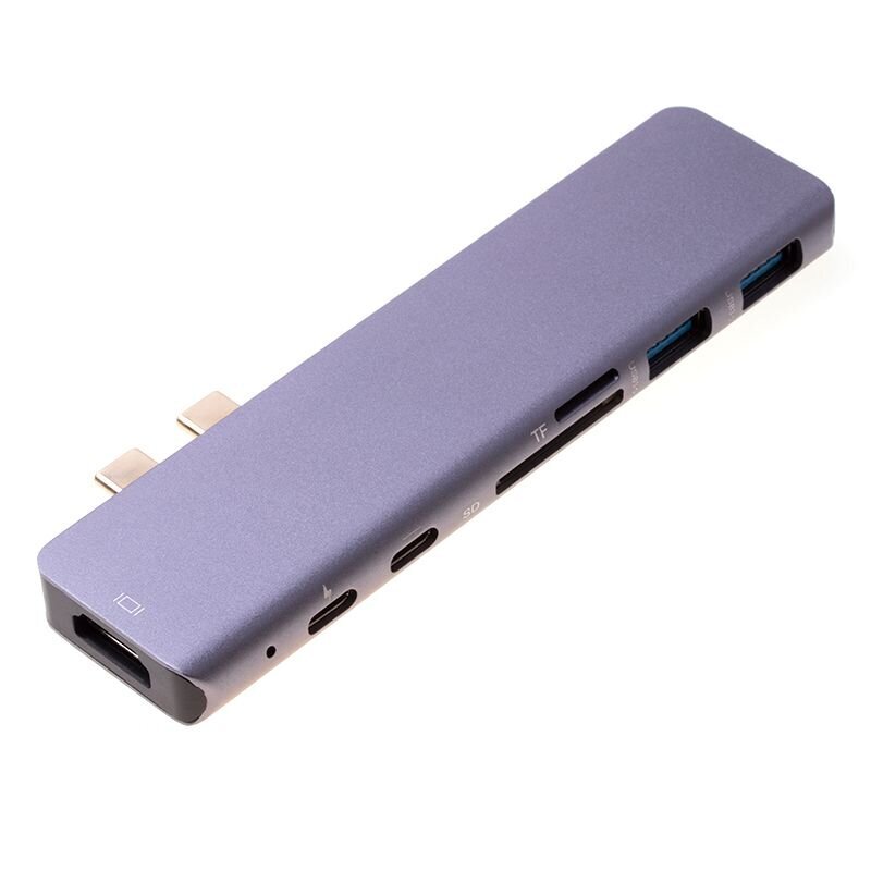 Adapter 7W1 Hub USB -C HDMI 4K SD SD MacBook Pro / Air - Grey цена и информация | USB jagajad, adapterid | kaup24.ee