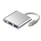 Alumiiniumist adapter 3in1 USB-C on HDMI 4K, USB 3.1, USB-C-Silver hind ja info | USB jagajad, adapterid | kaup24.ee