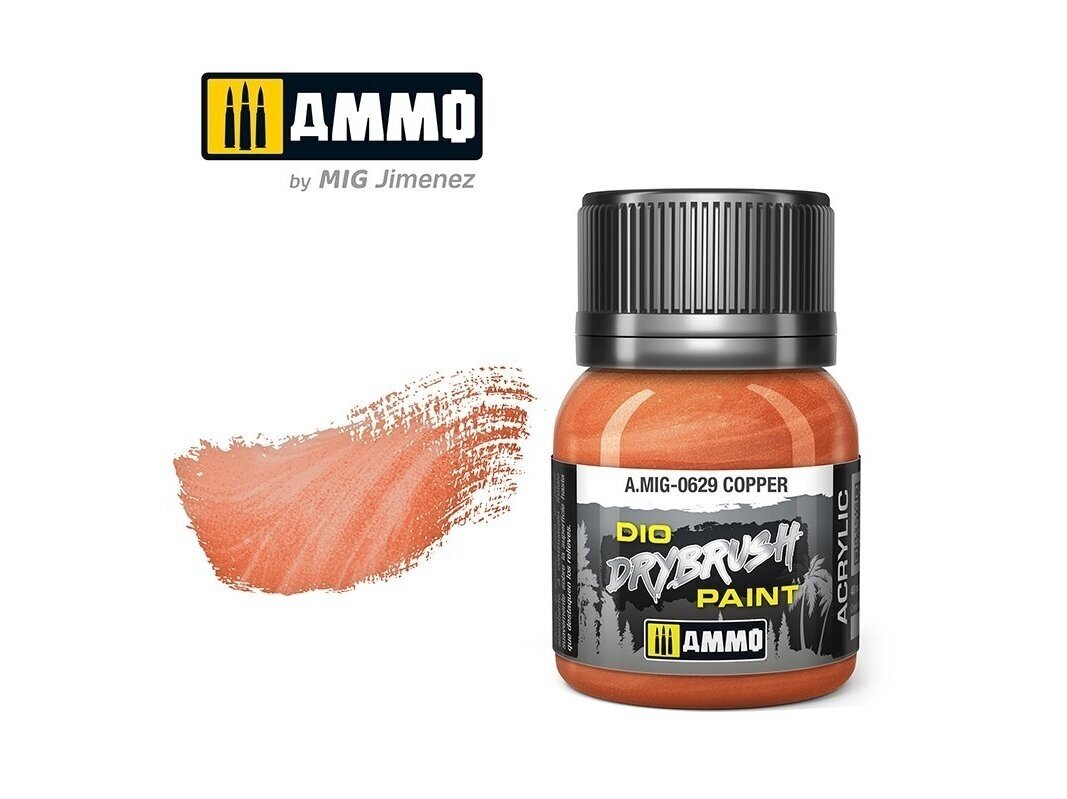 Värv Ammo Mig Drybrush Copper 0629, 40 ml, oranž цена и информация | Kunstitarbed, voolimise tarvikud | kaup24.ee