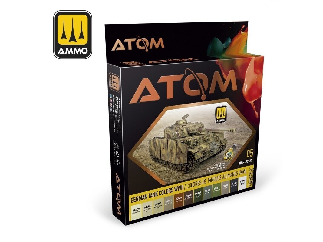 Akrüülvärvide komplekt Ammo Mig Atom German Tank Colors WWII, 20704 hind ja info | Kunstitarbed, voolimise tarvikud | kaup24.ee