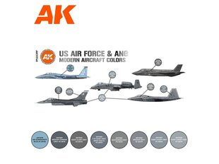 Akrüülvärvide komplekt AK Interactive 3rd generation US Air Force & ANG Modern Aircraft Colors, AK11746 hind ja info | Kunstitarbed, voolimise tarvikud | kaup24.ee