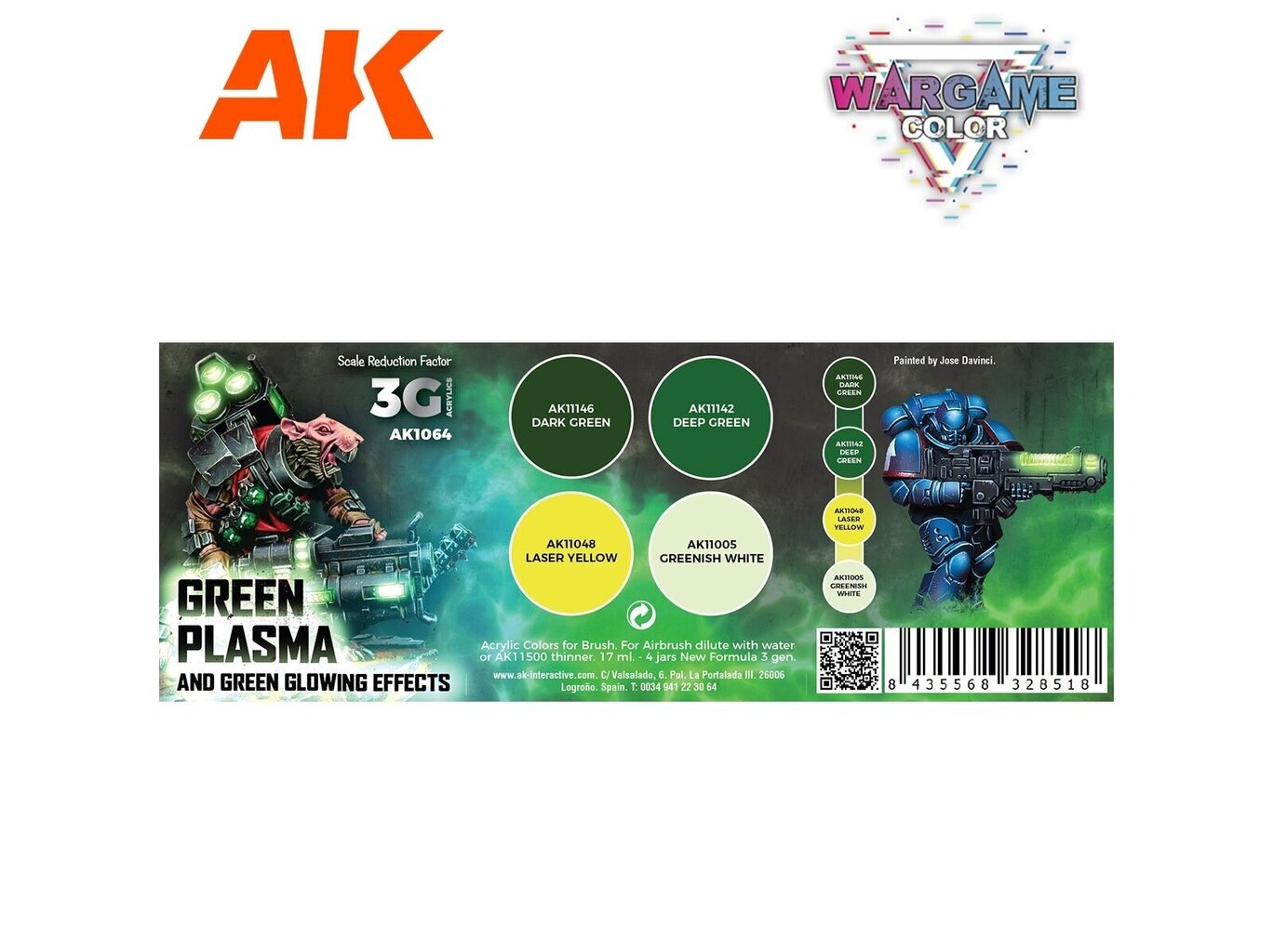 Akrüülvärvide komplekt AK Interactive 3rd generation Green plasma and glowlig effects, AK1064 hind ja info | Kunstitarbed, voolimise tarvikud | kaup24.ee