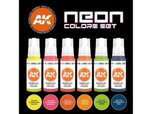 Akrüülvärvide komplekt AK Interactive 3rd generation Neon Colors, AK11610 hind ja info | Kunstitarbed, voolimise tarvikud | kaup24.ee