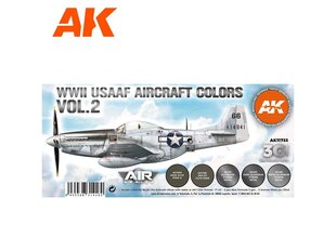 Набор акриловых красок WWII USAAF Aircraft Colors Vol.2, AK11733 цена и информация | Принадлежности для рисования, лепки | kaup24.ee