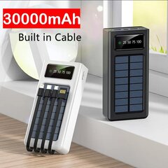 Power Bank с солнечной панелью и кабелями 30 000 мАч цена и информация | Зарядные устройства Power bank | kaup24.ee