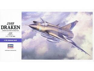 Конструктор Hasegawa - Saab J35F Draken [Swedish Air Force Interceptor], 1/72, 01578 цена и информация | Конструкторы и кубики | kaup24.ee