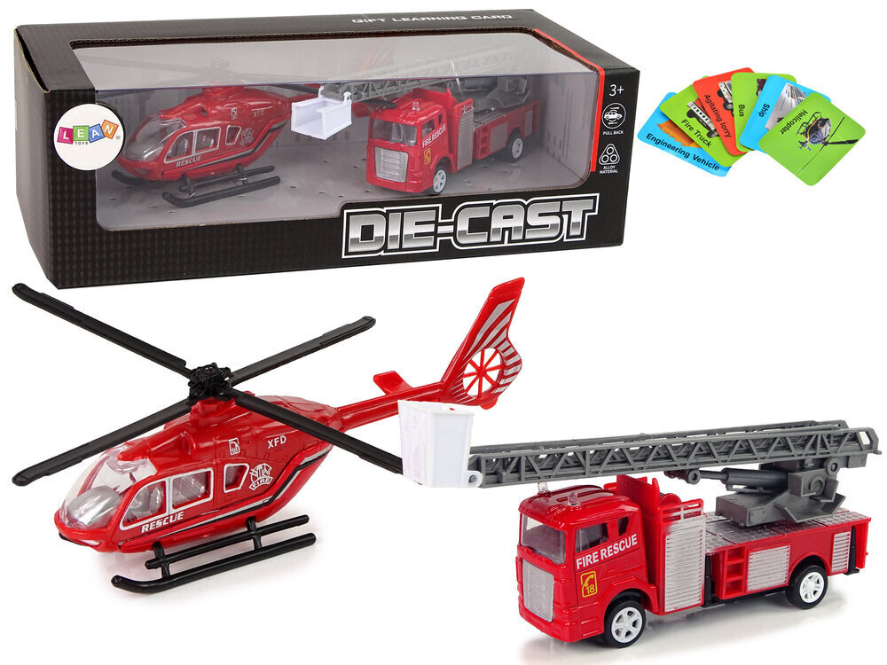 Mänguautode komplekti tuletõrjeredeliga pingehelikopter цена и информация | Poiste mänguasjad | kaup24.ee