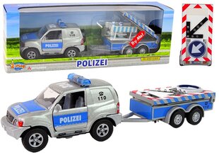 Полицейская машина с прицепом, дорожные знаки, металлические HXCL009 цена и информация | Игрушки для мальчиков | kaup24.ee