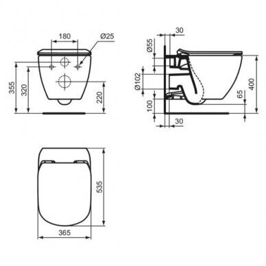 Ideaalne Standard seinale kinnitatav WC pott T466501 hind ja info | WС-potid | kaup24.ee