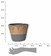 Kootud lillepoti kott Etno, 24x21,5 cm, hall hind ja info | Dekoratiivsed lillepotid | kaup24.ee