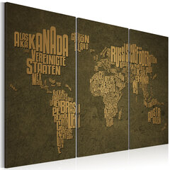 Maal - The map of the World, German language:Beige continents - triptych hind ja info | Seinapildid | kaup24.ee