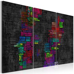 Maal - Map of Sweden (colored names of cities) - triptych hind ja info | Seinapildid | kaup24.ee