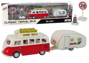 Sõidukikomplekt punane buss matkahaagisega hind ja info | Poiste mänguasjad | kaup24.ee
