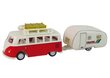 Sõidukikomplekt punane buss matkahaagisega цена и информация | Poiste mänguasjad | kaup24.ee