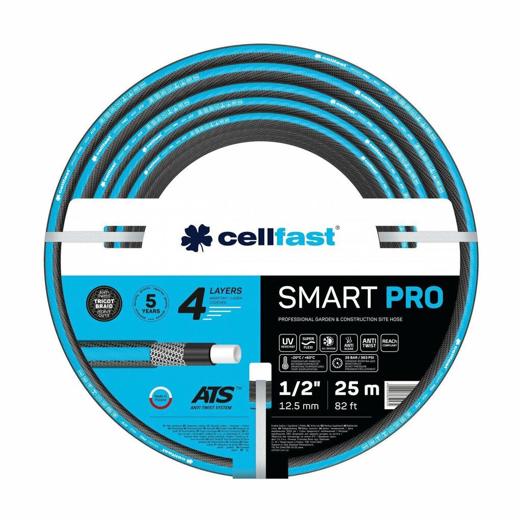 Kastmisvoolik Cellfast Smart Pro, 1/2, 30m hind ja info | Kastekannud, voolikud, niisutus | kaup24.ee