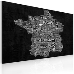 Maal - Text map of France on the black background hind ja info | Seinapildid | kaup24.ee